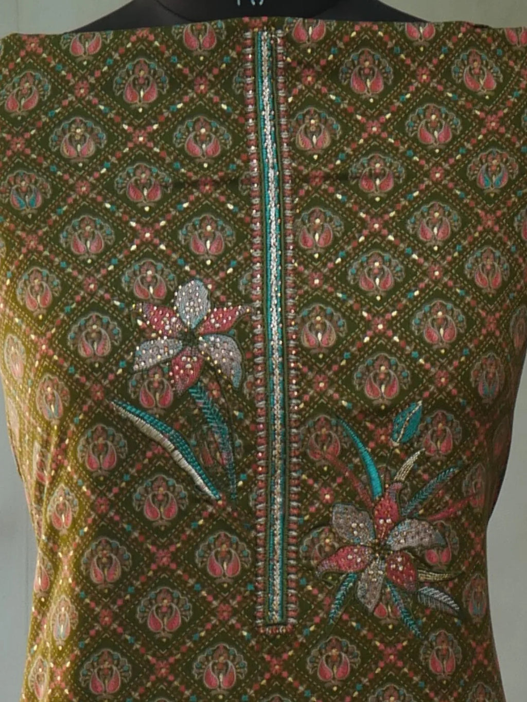 Olive Royale Embroidered  Unstitched Suit Set