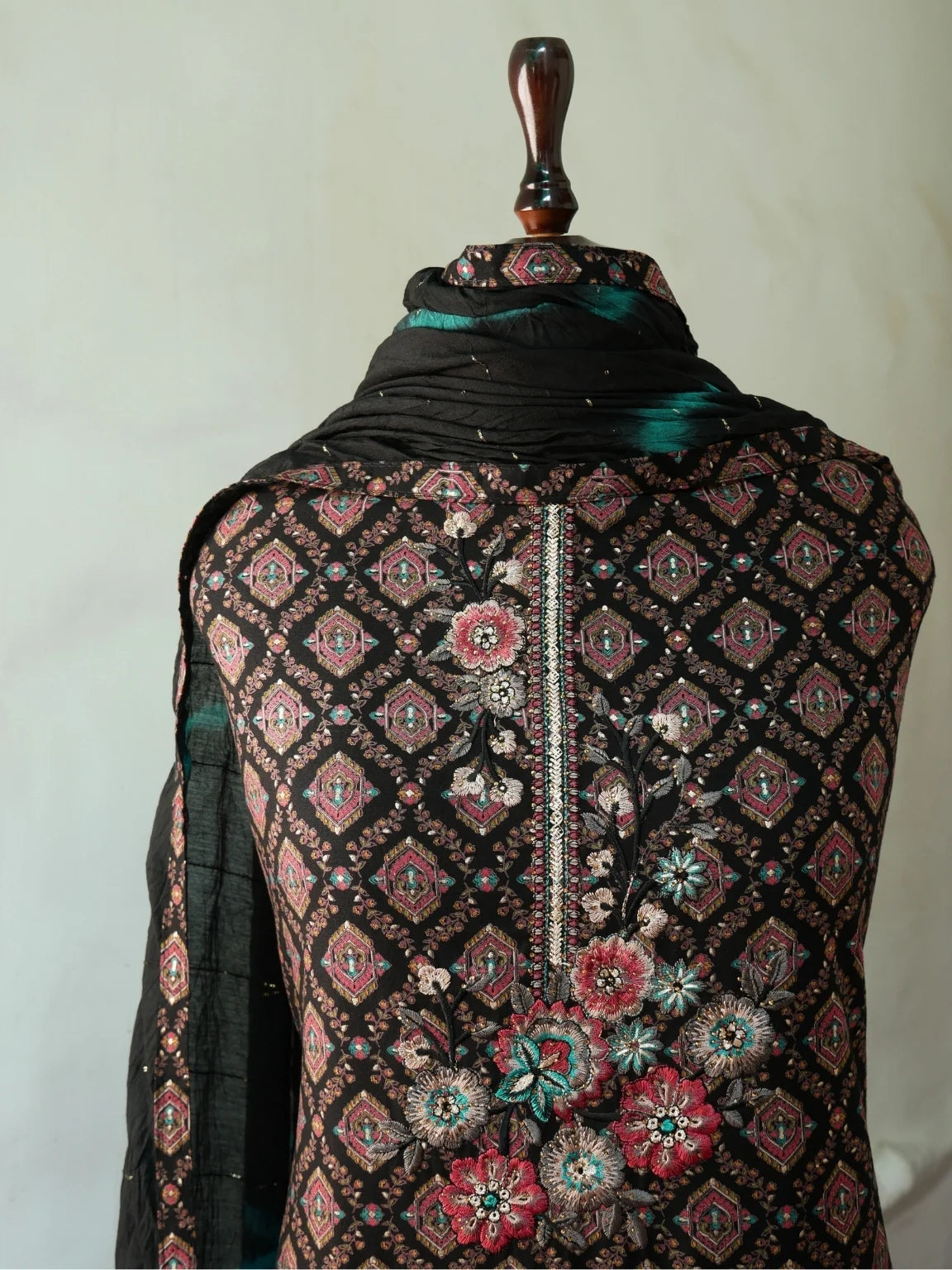 Noir Elegance Embroidered Unstitched Suit Set