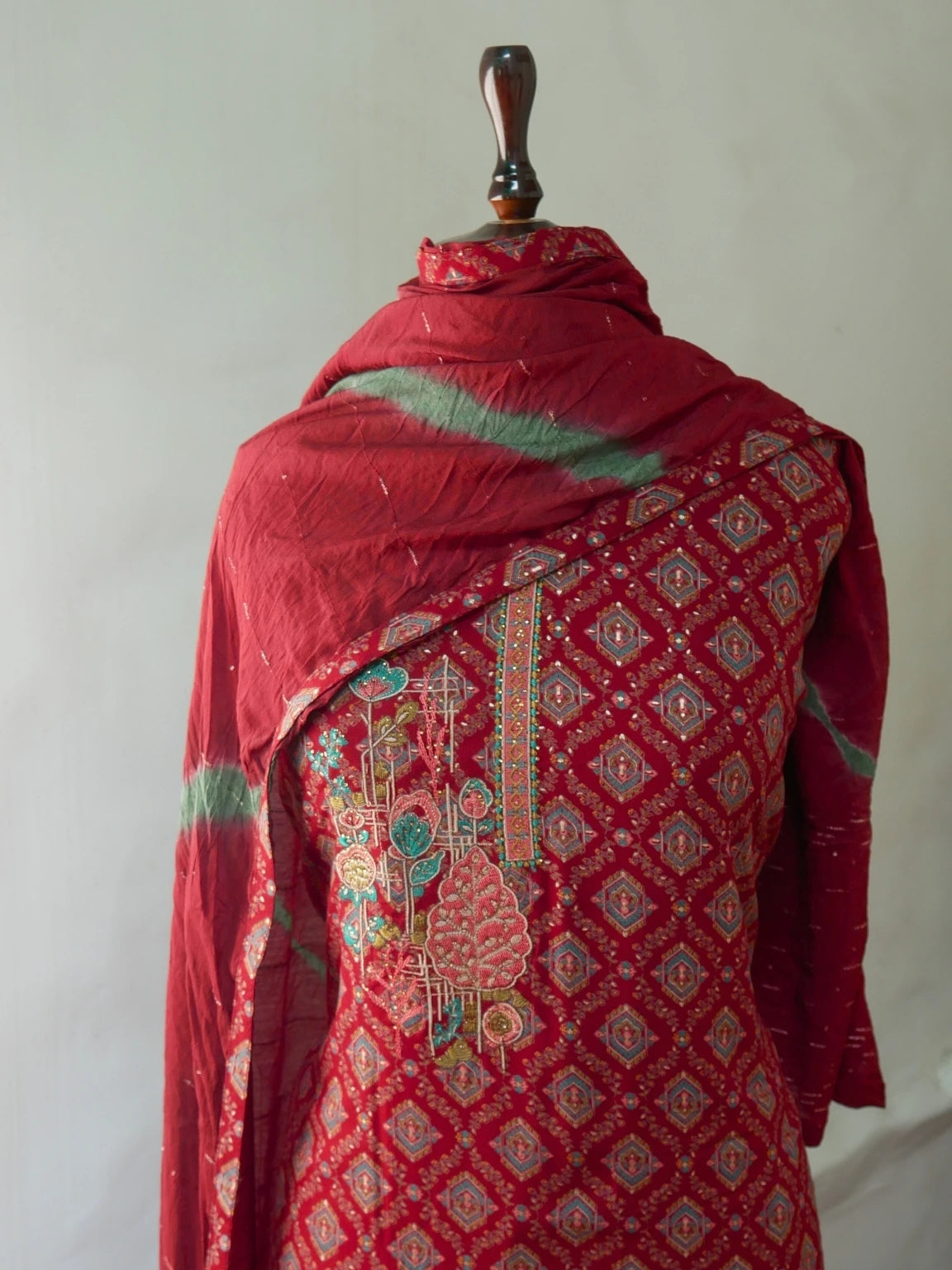Maroon Majesty Embroidered  Unstitched  Suit Set