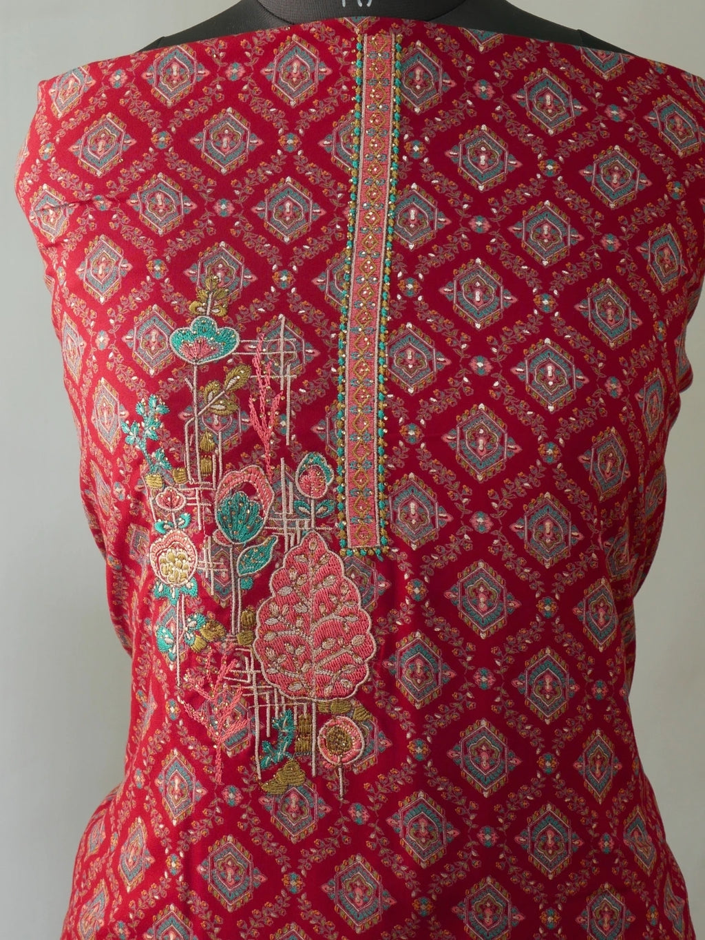 Maroon Majesty Embroidered  Unstitched  Suit Set