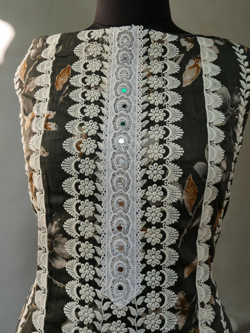 Moss Charm Embroidered Unstitched Suit Set