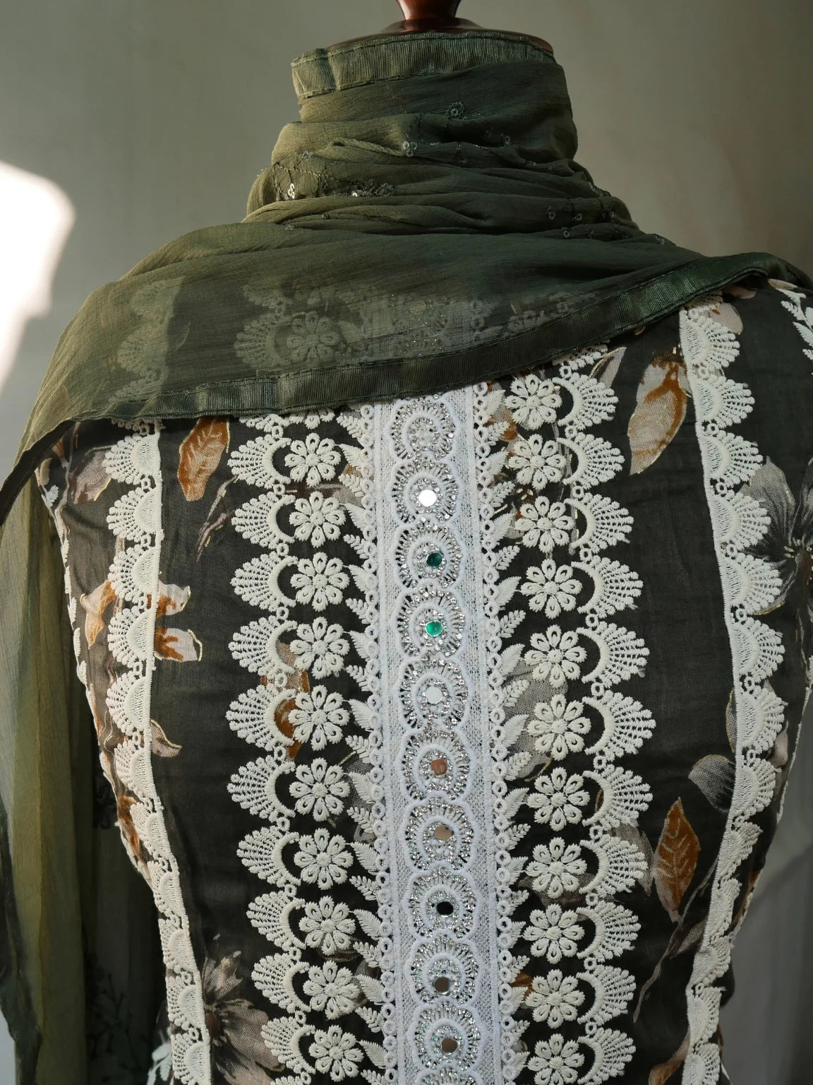 Moss Charm Embroidered Unstitched Suit Set