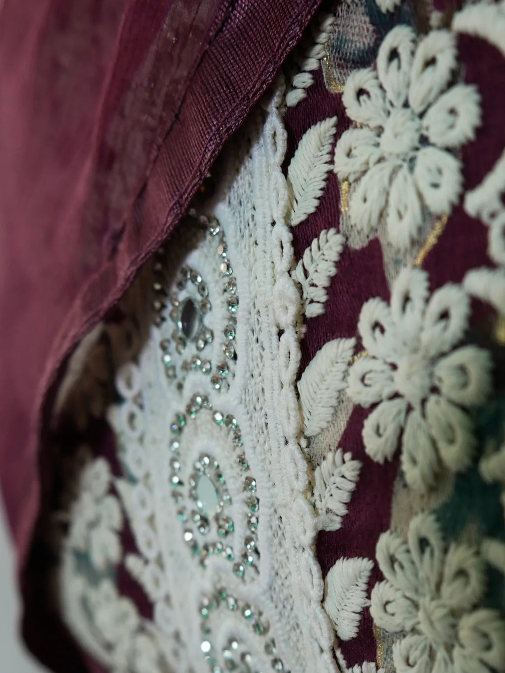 Lavender Bloom Lace Unstitched Suit Set