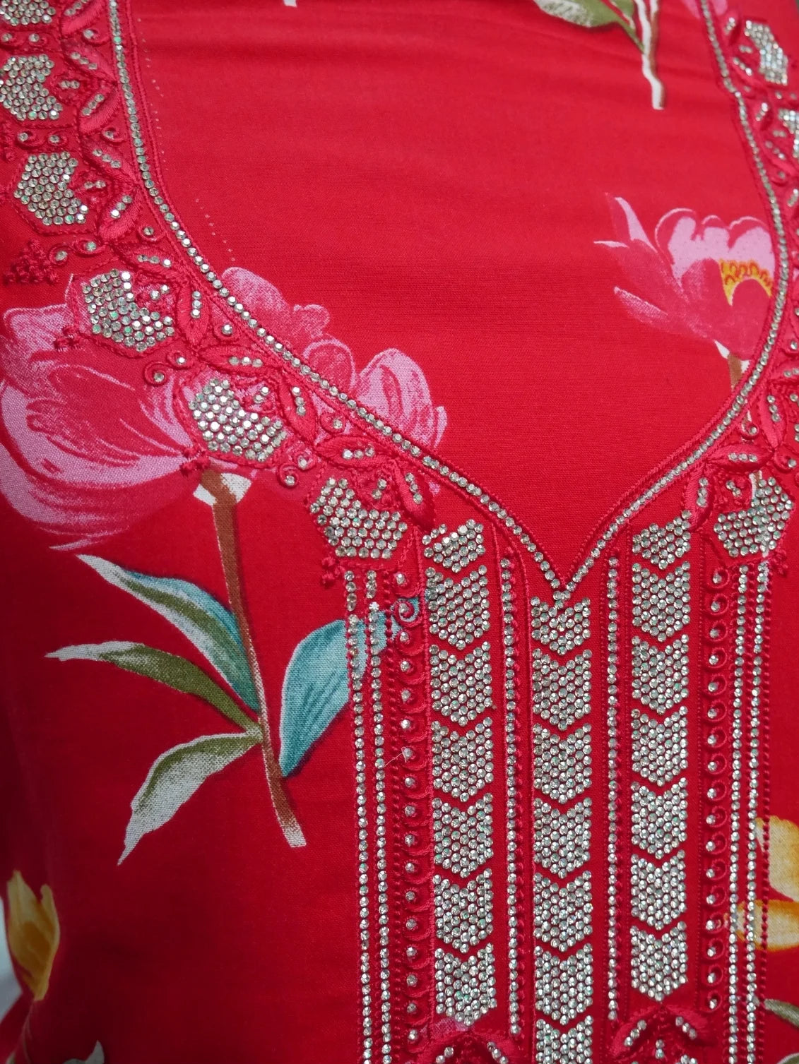 Ruby Blossom Embroidered Unstitched Suit Set