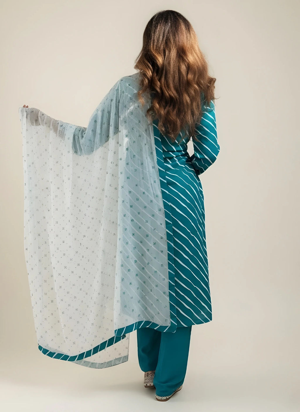 Ocean Grace – Deep Teal 3 Piece Cotton Kurti Set