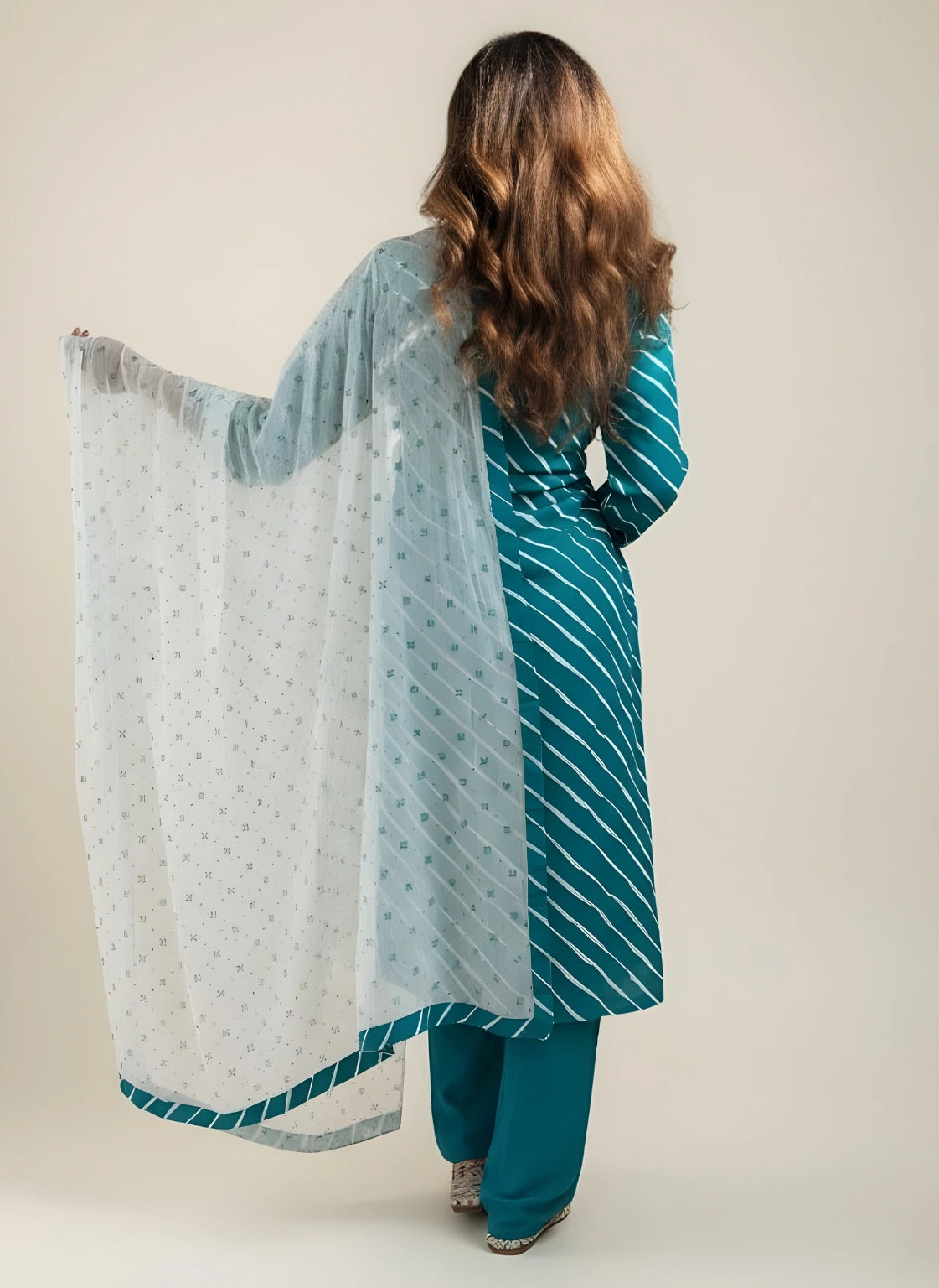 Ocean Grace – Deep Teal 3 Piece Cotton Kurti Set