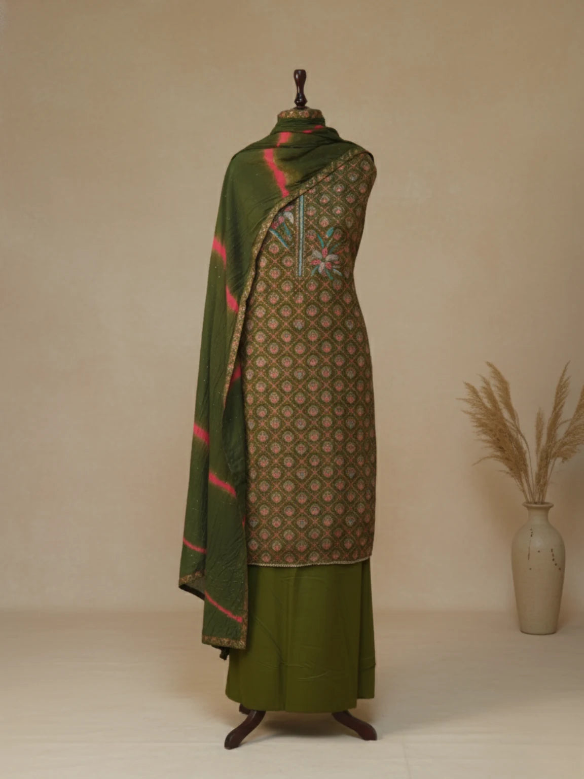 Olive Royale Embroidered  Unstitched Suit Set