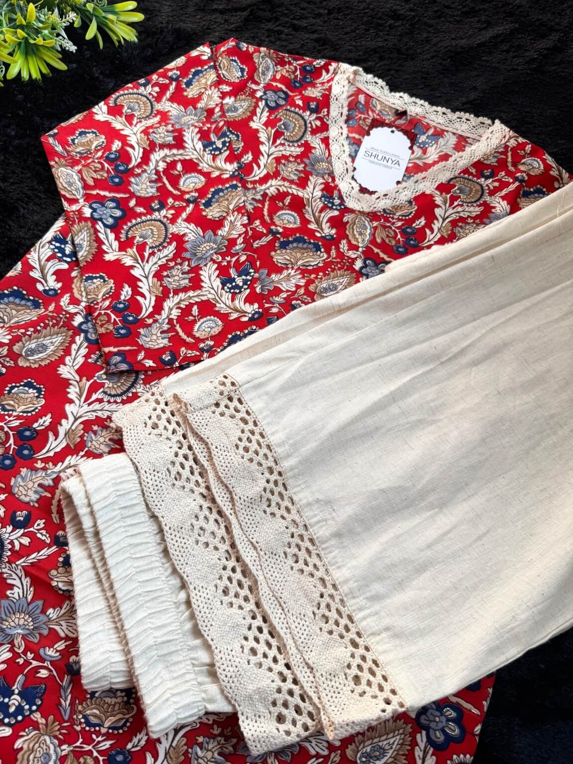 Crimson Harmony – Kurti Palazzo Set