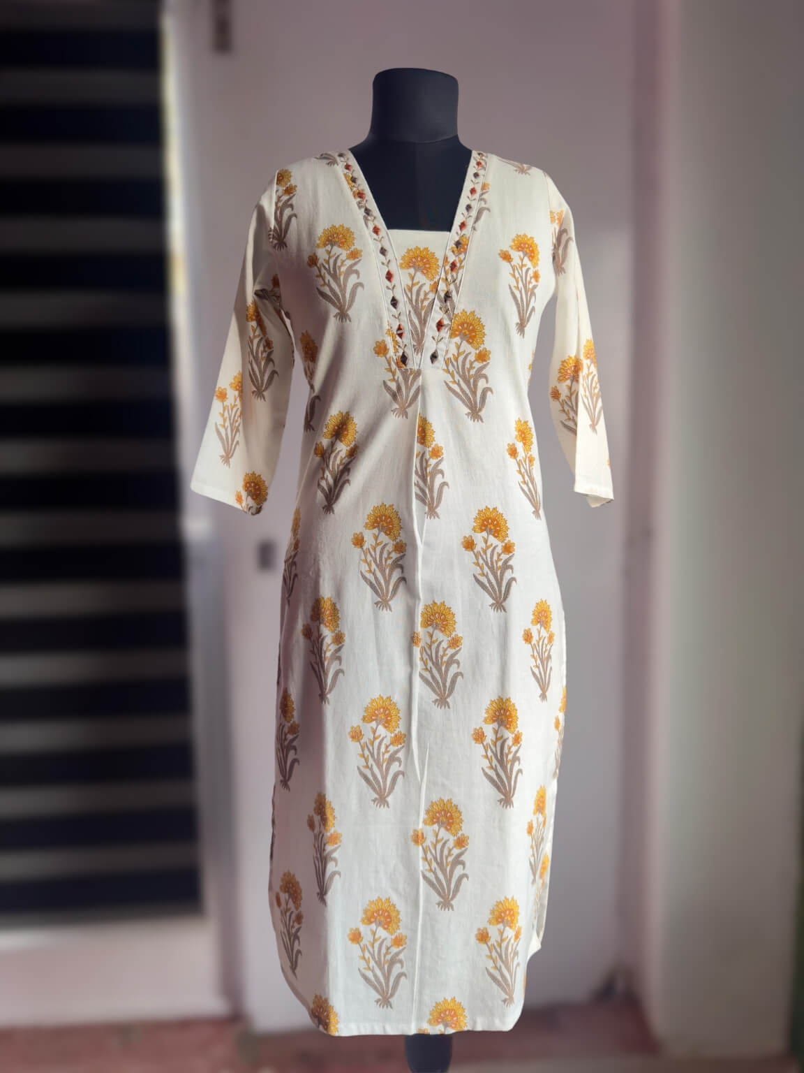 Marigold Bloom – 3 Piece Mul Cotton Kurti Set