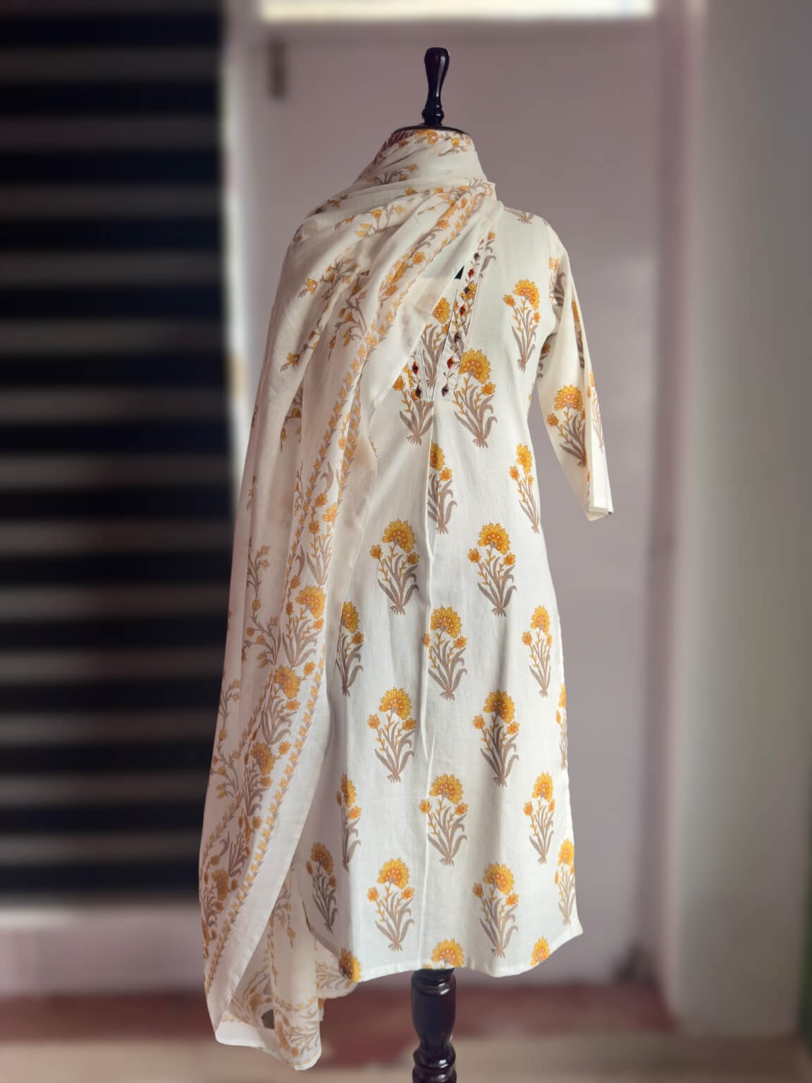 Marigold Bloom – 3 Piece Mul Cotton Kurti Set