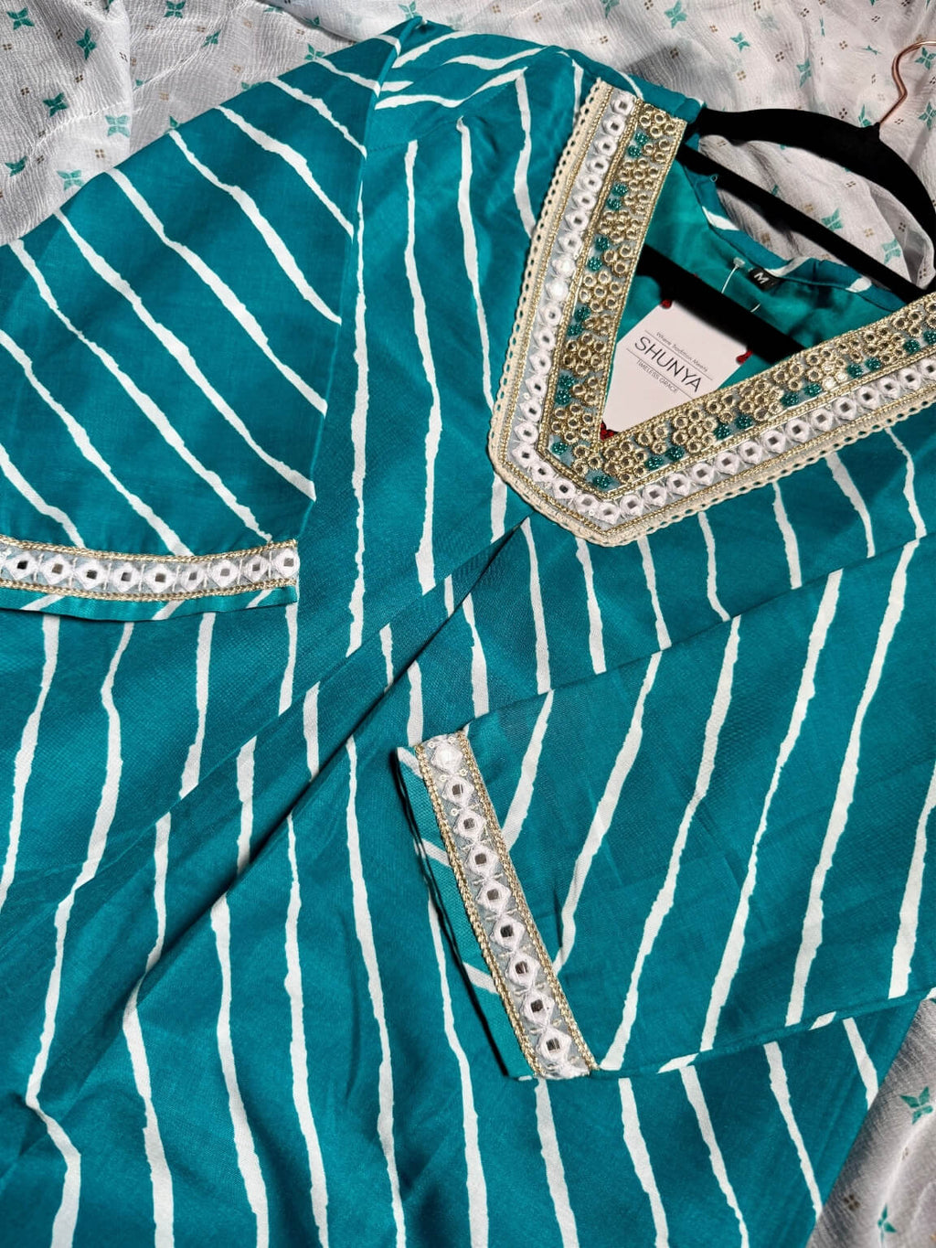 Ocean Grace – Deep Teal 3 Piece Cotton Kurti Set