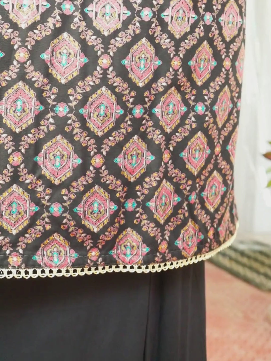 Noir Elegance Embroidered Unstitched Suit Set